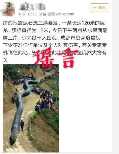 泥石流巨龍系謠言 這種P圖難道不知道龍和蛇的區(qū)別嗎？